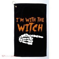 Im With The Witch Funny Matching Halloween Couples Costume Gift Golf Towel thumb 0