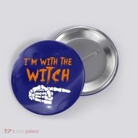Im With The Witch Funny Matching Halloween Couples Costume Gift Button thumb 0
