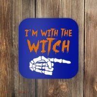 Im With The Witch Funny Matching Halloween Couples Costume Gift Coaster thumb 0
