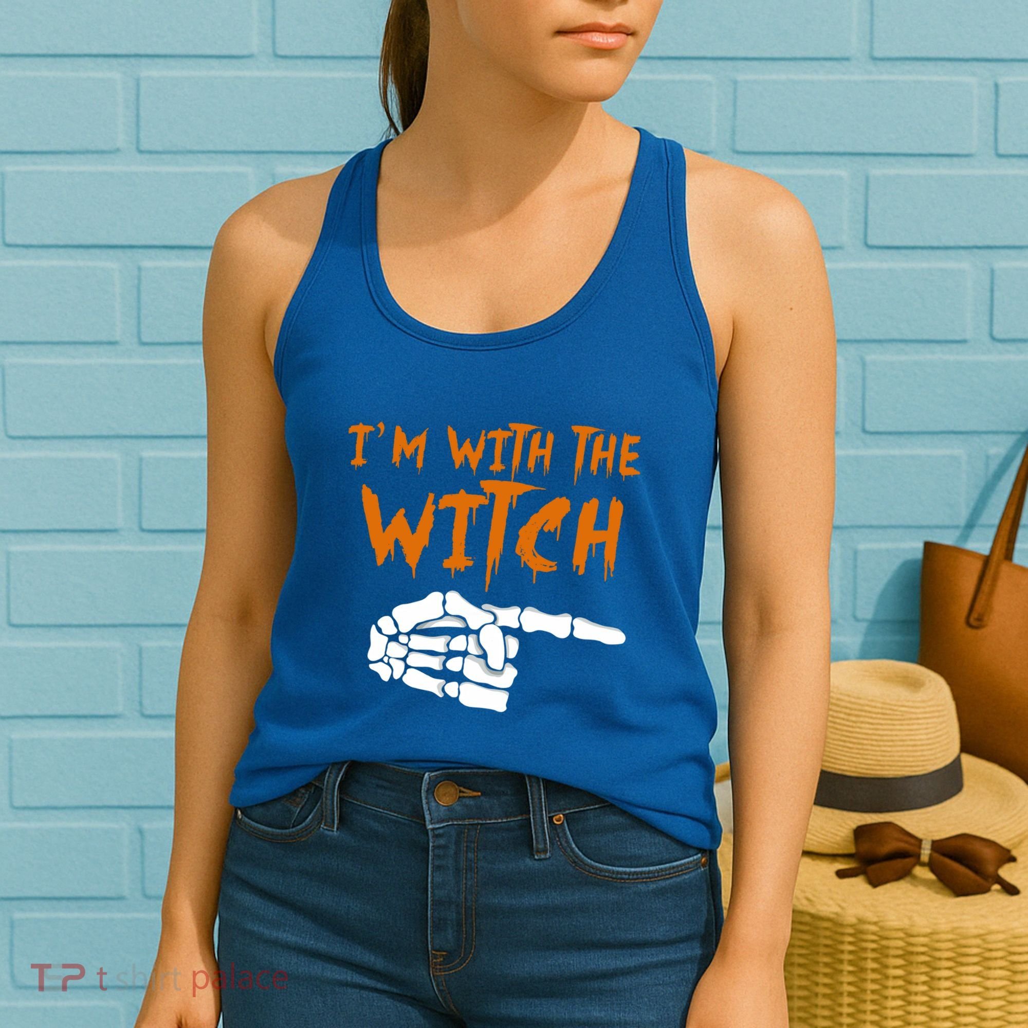 Im With The Witch Funny Matching Halloween Couples Costume Gift Women's Tank Top