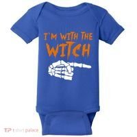 Im With The Witch Funny Matching Halloween Couples Costume Gift Baby Bodysuit thumb 0