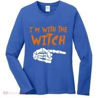 Im With The Witch Funny Matching Halloween Couples Costume Gift Women's Long Sleeve Shirt thumb 0