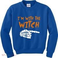Im With The Witch Funny Matching Halloween Couples Costume Gift Kids Sweatshirt thumb 0