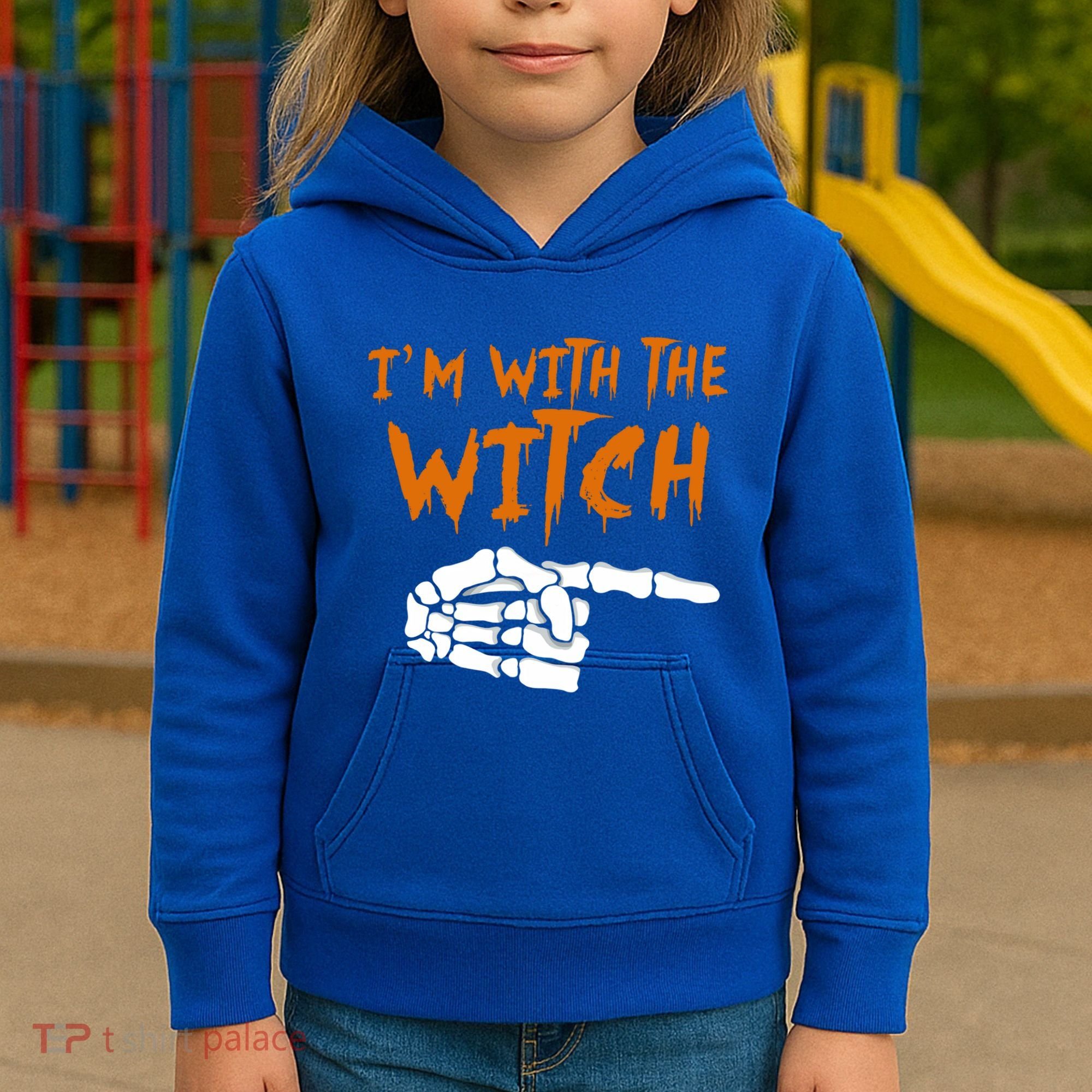 Im With The Witch Funny Matching Halloween Couples Costume Gift Kids Hoodie