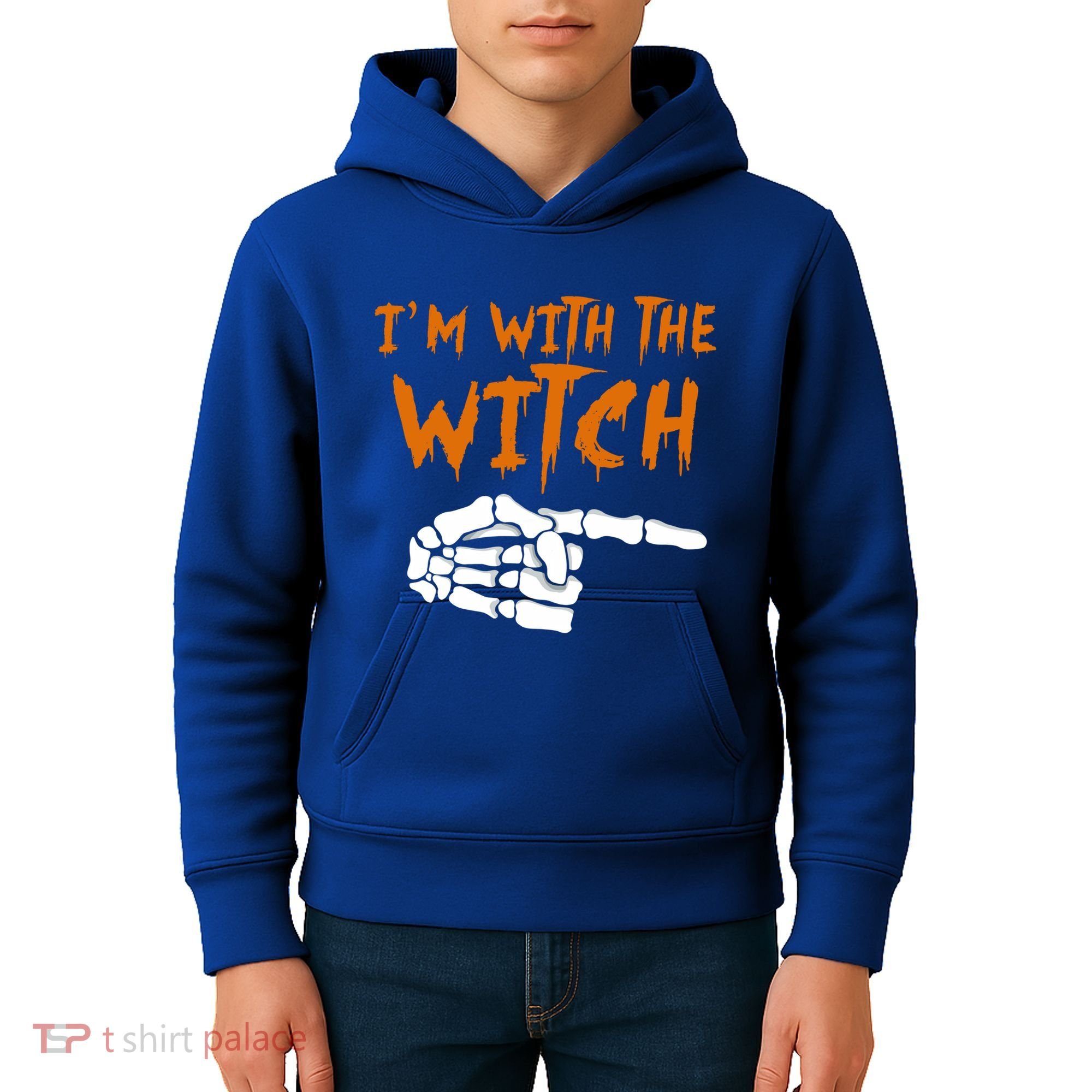 Im With The Witch Funny Matching Halloween Couples Costume Gift Kids Hoodie