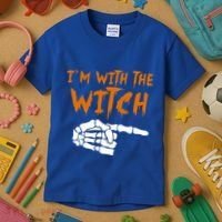 Im With The Witch Funny Matching Halloween Couples Costume Gift Kids T-Shirt thumb 3