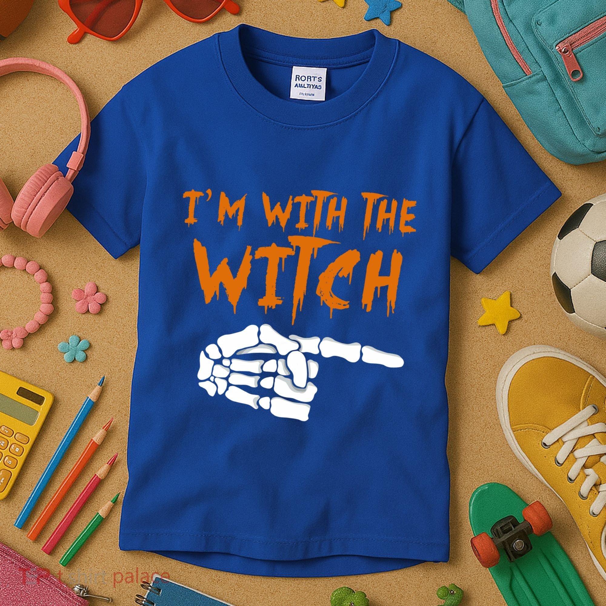 Im With The Witch Funny Matching Halloween Couples Costume Gift Kids T-Shirt