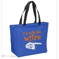 Im With The Witch Funny Matching Halloween Couples Costume Gift Tote Bag thumb 2