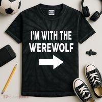 IM With The Werewolf Halloween Costume Kids Tie-Dye T-Shirt thumb 2