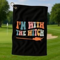 Im With The Witch His And Her Funny Halloween Gift Golf Towel thumb 1