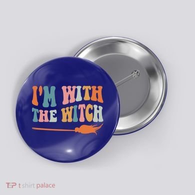 Im With The Witch His And Her Funny Halloween Gift Button