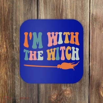 Im With The Witch His And Her Funny Halloween Gift Coaster