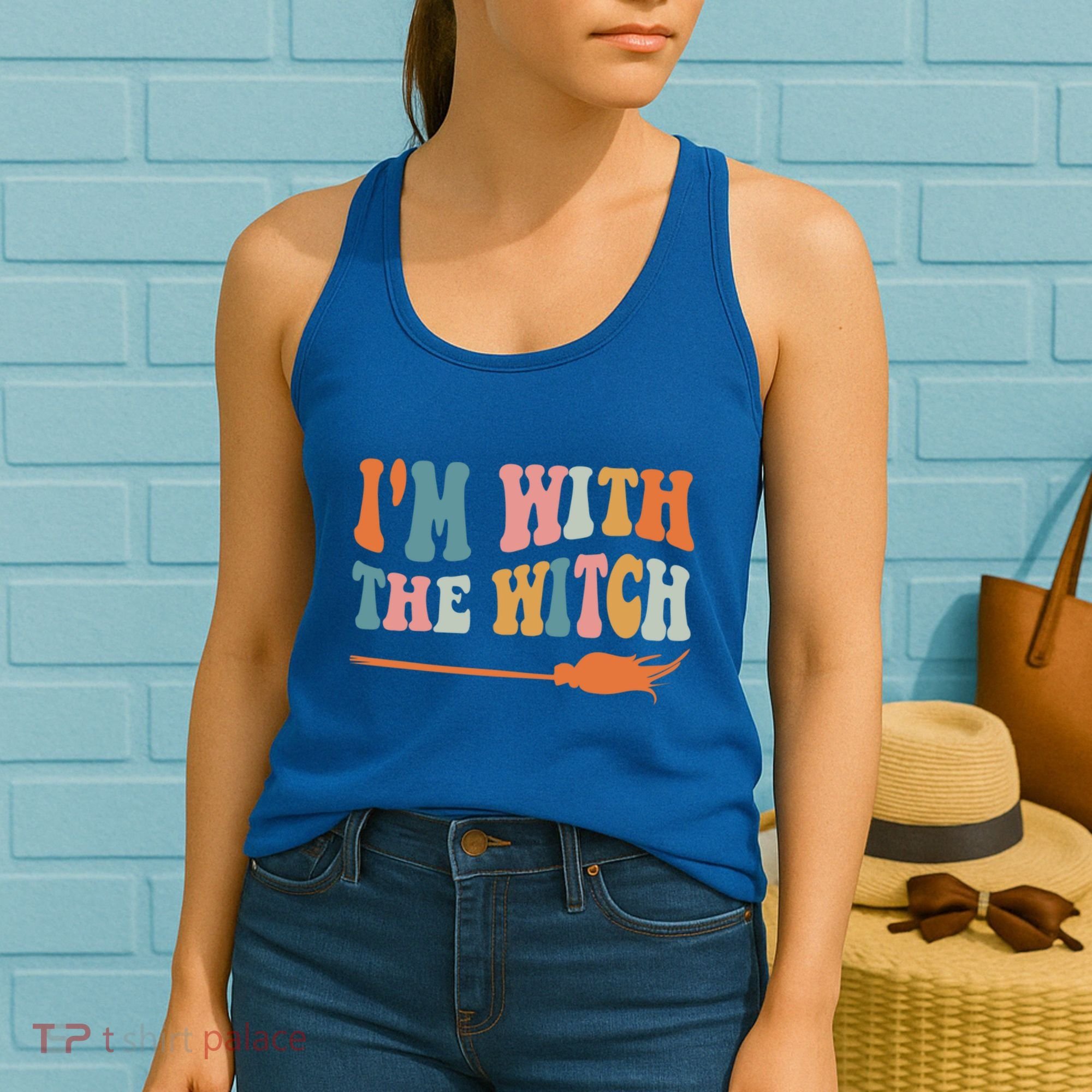 Im With The Witch His And Her Funny Halloween Gift Women's Tank Top