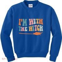 Im With The Witch His And Her Funny Halloween Gift Kids Sweatshirt thumb 0