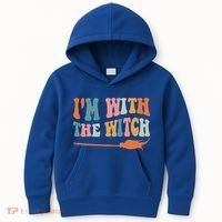 Im With The Witch His And Her Funny Halloween Gift Kids Hoodie thumb 0