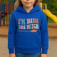 Im With The Witch His And Her Funny Halloween Gift Kids Hoodie thumb 3