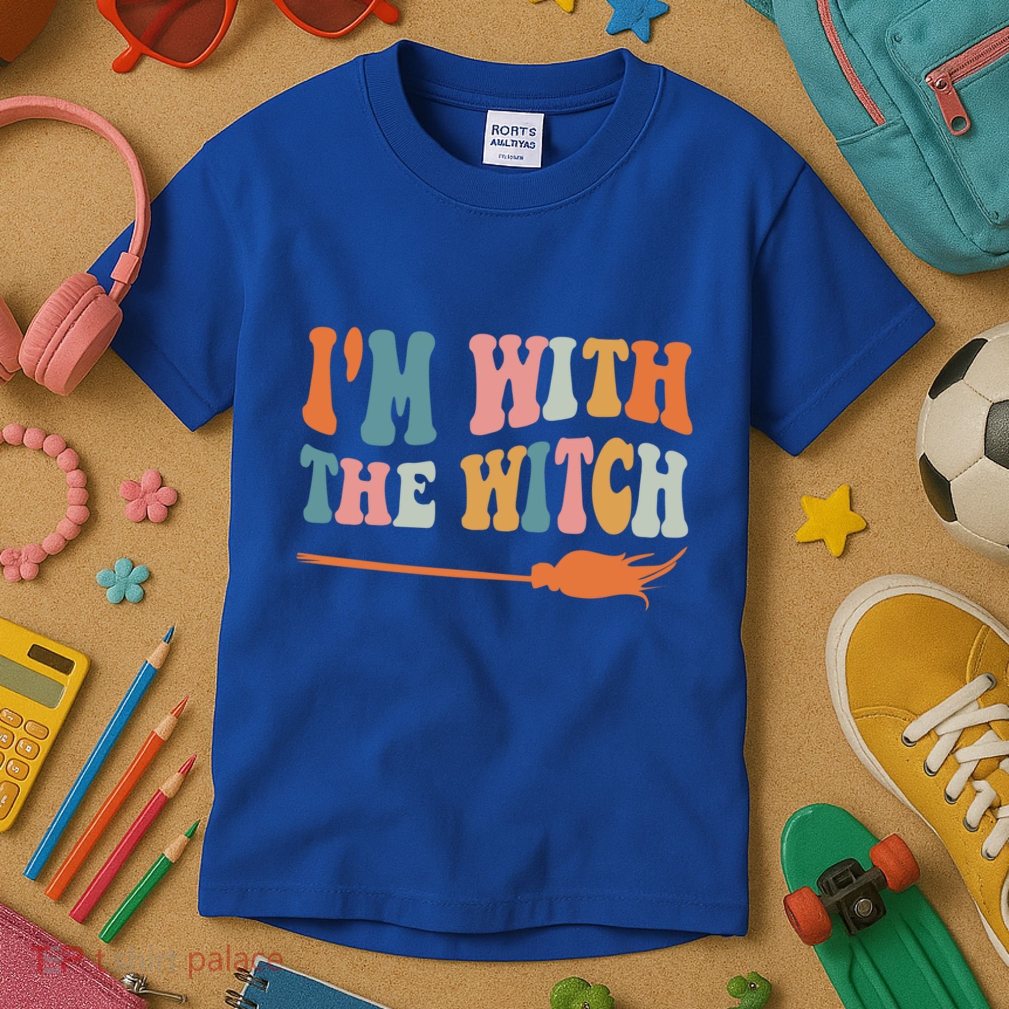 Im With The Witch His And Her Funny Halloween Gift Kids T-Shirt