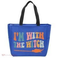 Im With The Witch His And Her Funny Halloween Gift Tote Bag thumb 0