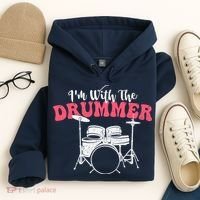 IM With The Drummer Band Percussionist Drumming Hoodie thumb 4