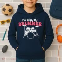 IM With The Drummer Band Percussionist Drumming Kids Hoodie thumb 2