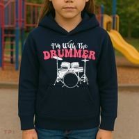 IM With The Drummer Band Percussionist Drumming Kids Hoodie thumb 3