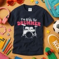 IM With The Drummer Band Percussionist Drumming Kids T-Shirt thumb 3