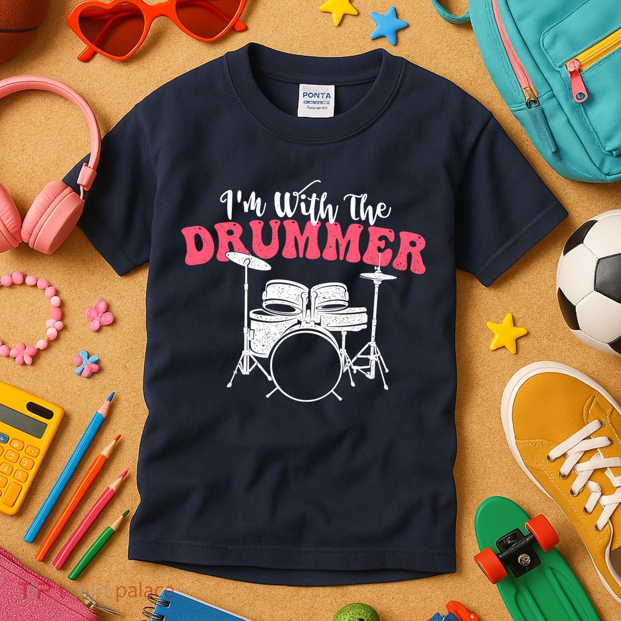 IM With The Drummer Band Percussionist Drumming Kids T-Shirt