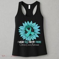 I Wear Teal For My Friend Ovarian Cancer Awareness Women's Tank Top thumb 3