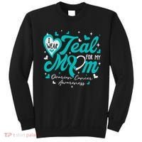 I Wear Teal For My Mom Ovarian Cancer Awareness Support Sweatshirt thumb 0
