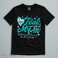 I Wear Teal For My Mom Ovarian Cancer Awareness Support T-Shirt thumb 5