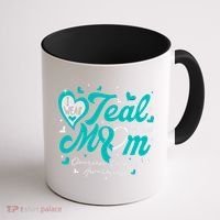 I Wear Teal For My Mom Ovarian Cancer Awareness Support Coffee Mug thumb 1