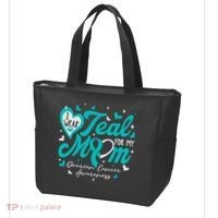 I Wear Teal For My Mom Ovarian Cancer Awareness Support Tote Bag thumb 3