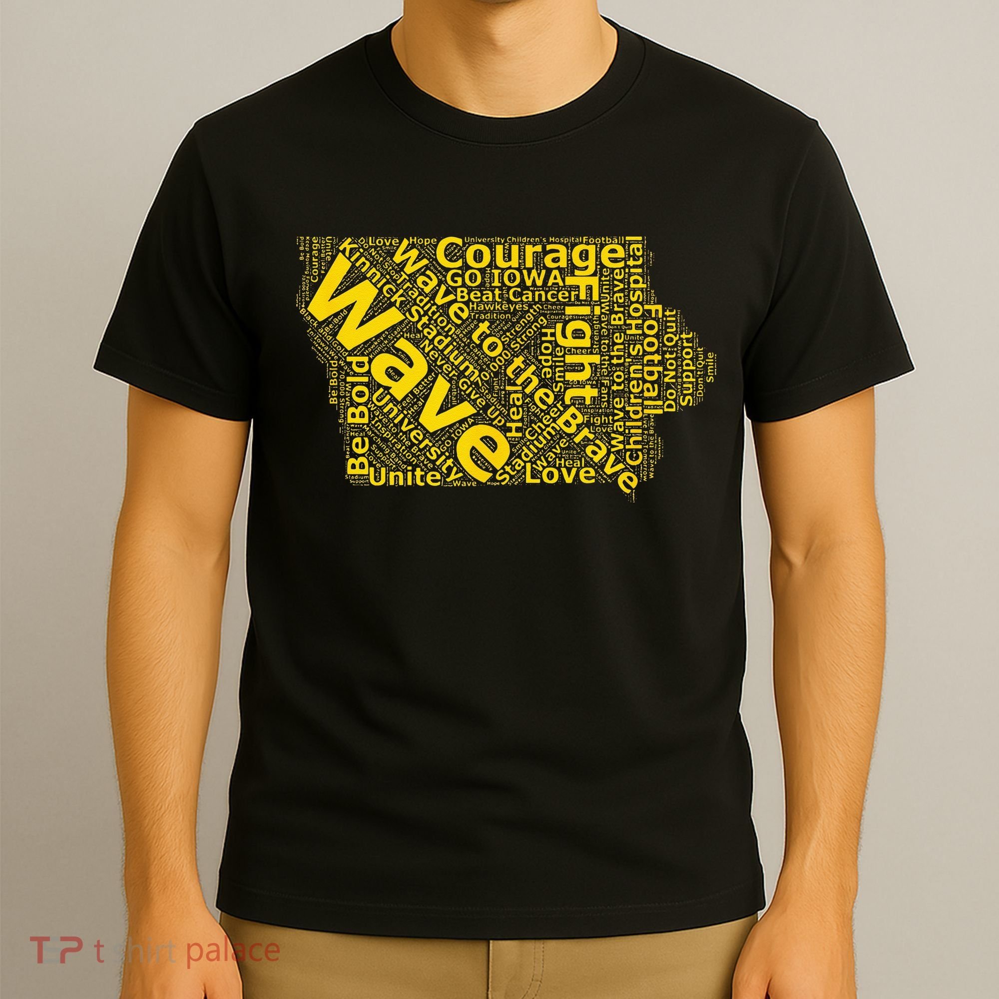 Iowa Wave To The Brave Sick Children Word Cloud T-Shirt