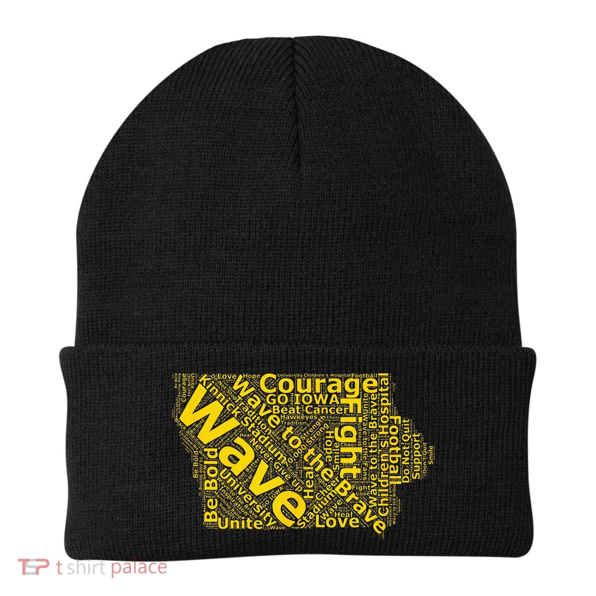 Iowa Wave To The Brave Sick Children Word Cloud Beanie