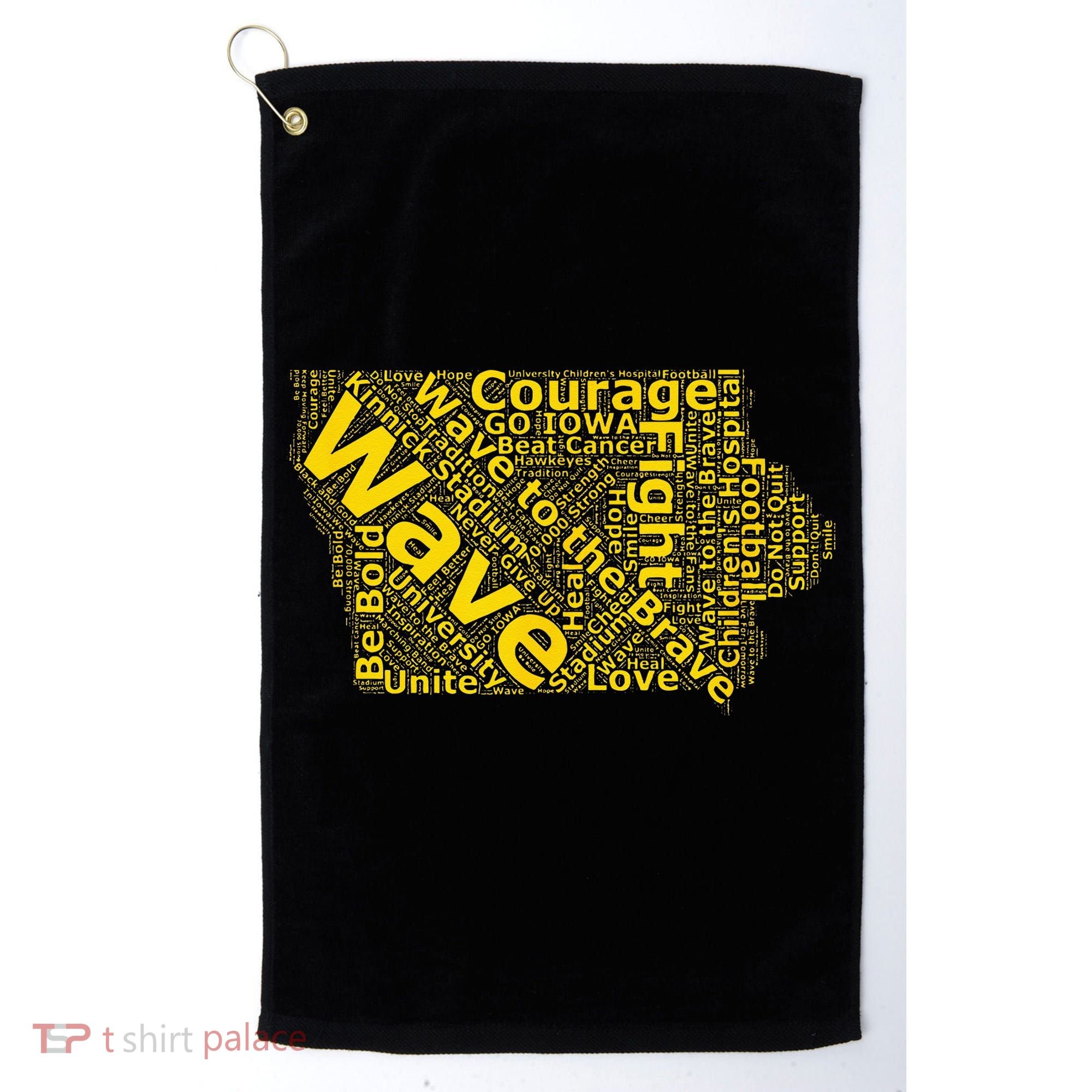 Iowa Wave To The Brave Sick Children Word Cloud Golf Towel