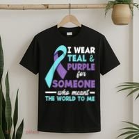 I Wear Teal & Purple For Someone I Love Suicide Prevention T-Shirt thumb 2