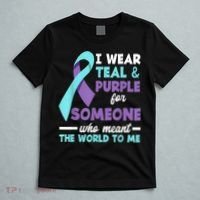 I Wear Teal & Purple For Someone I Love Suicide Prevention T-Shirt thumb 5