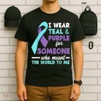 I Wear Teal & Purple For Someone I Love Suicide Prevention T-Shirt thumb 6