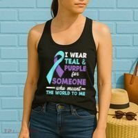 I Wear Teal & Purple For Someone I Love Suicide Prevention Women's Tank Top thumb 2