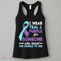 I Wear Teal & Purple For Someone I Love Suicide Prevention Women's Tank Top thumb 3