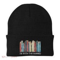 IM With The Banned Read Banned Books Bookworm Gift Beanie thumb 0