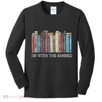IM With The Banned Read Banned Books Bookworm Gift Kids Long Sleeve Shirt thumb 0