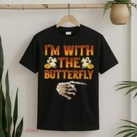Im With The Butterfly Costume Funny Halloween Couple T-Shirt thumb 2