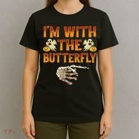 Im With The Butterfly Costume Funny Halloween Couple T-Shirt thumb 4