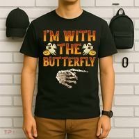 Im With The Butterfly Costume Funny Halloween Couple T-Shirt thumb 6