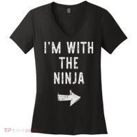 I'm With The Ninja Costume Halloween Matching Couple Women's V-Neck T-Shirt thumb 0