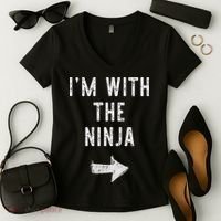 I'm With The Ninja Costume Halloween Matching Couple Women's V-Neck T-Shirt thumb 2