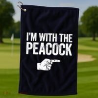I'm With The Peacock Matching Peacock Shirts Golf Towel thumb 1