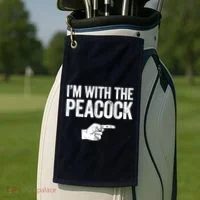 I'm With The Peacock Matching Peacock Shirts Golf Towel thumb 2