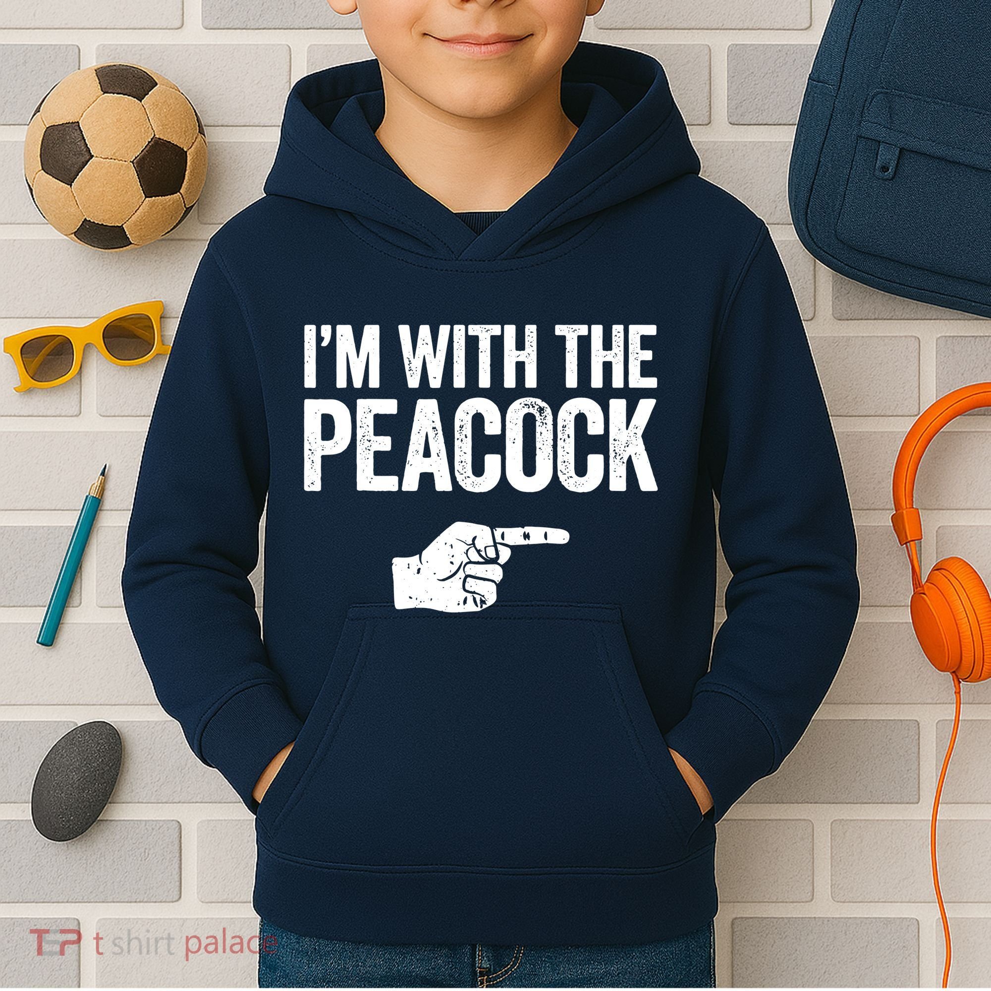 I'm With The Peacock Matching Peacock Shirts Kids Hoodie